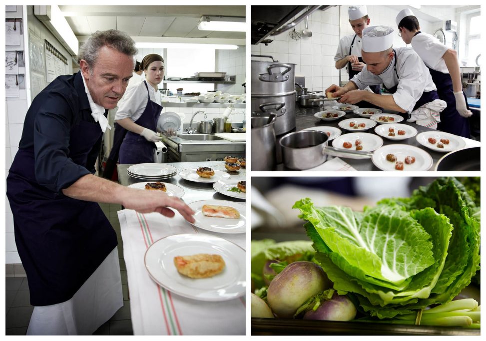 Alain Passard in the kitchen of L'Arpege, 3-star restaurant
