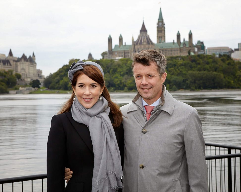 Crown Prince and Princess of Denmark in front of Canadian Parliament in Ottawa