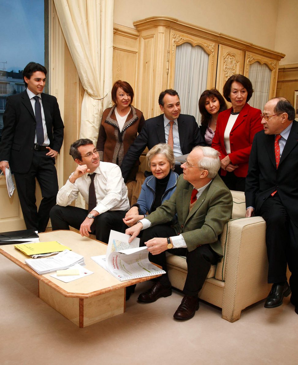 Jean-Christophe Fromantin and municipal counsellors at Neuilly-sur-Seine City Hall